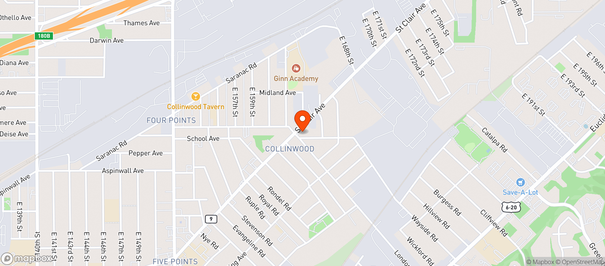 Map showing Collinwood Village Food