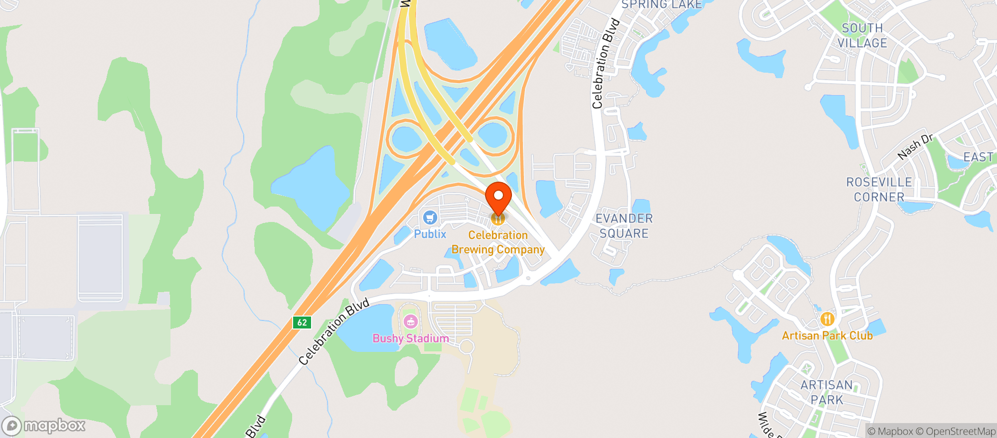 Map showing Celebration Brewing Company