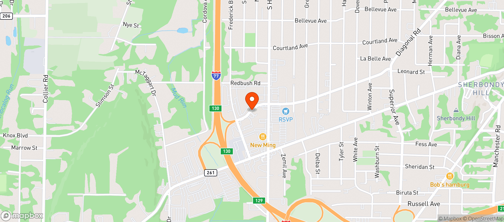 Map showing Carriage House Drive Thru
