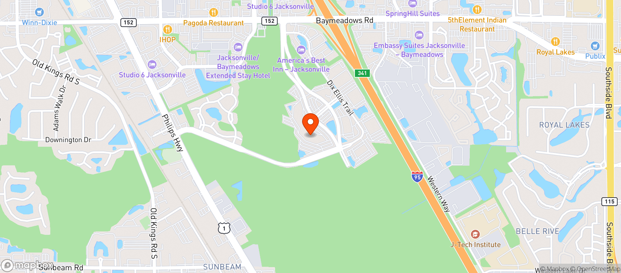 Map showing Southeastern Grocers - HQ