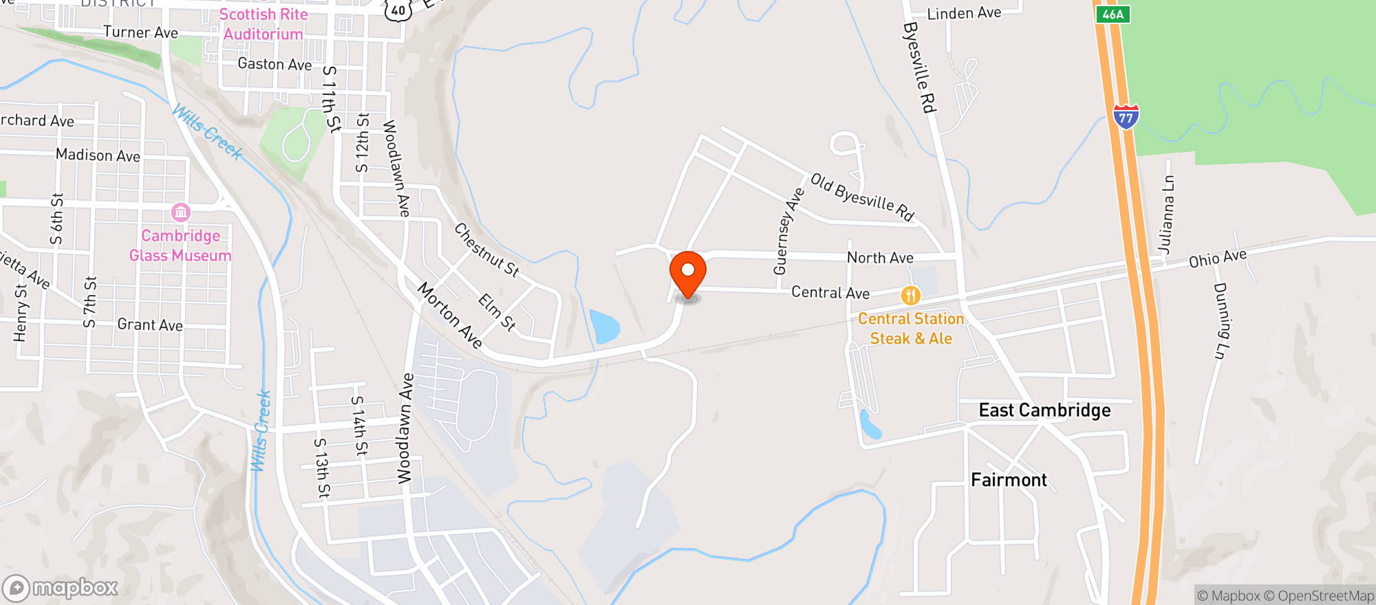 Map showing Park Circle Cafe