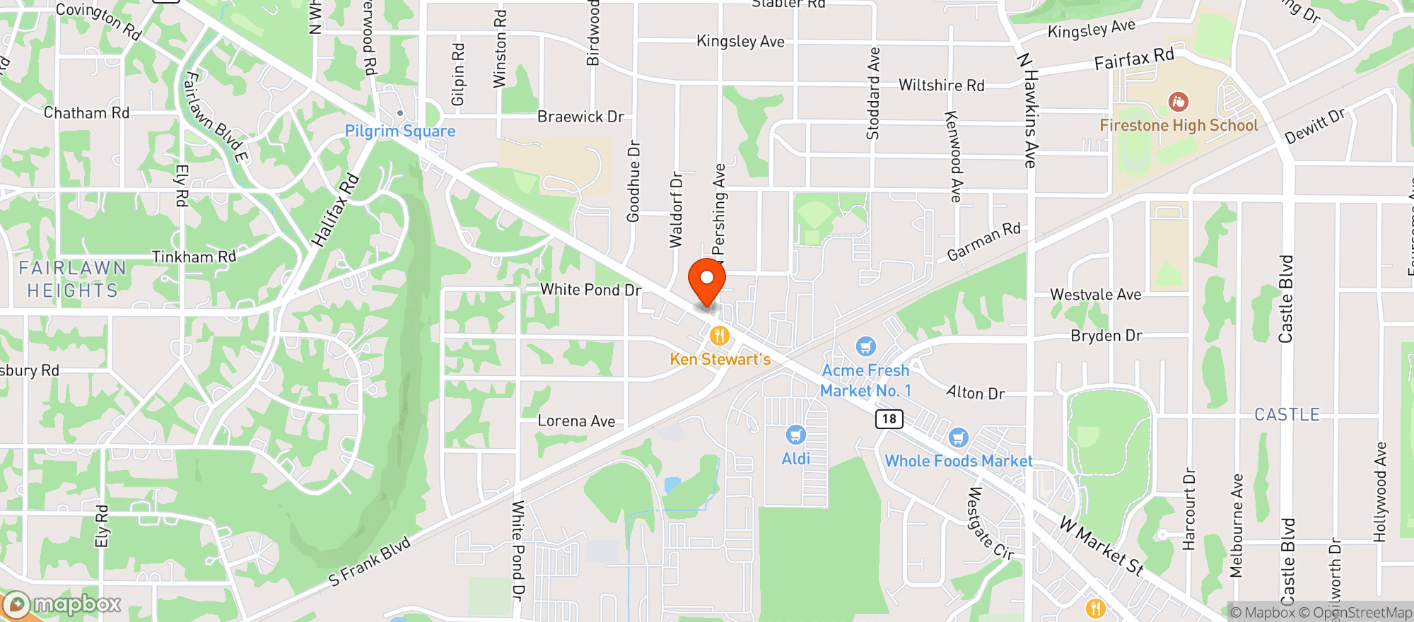 Map showing Circle K 5604 W Mrkt