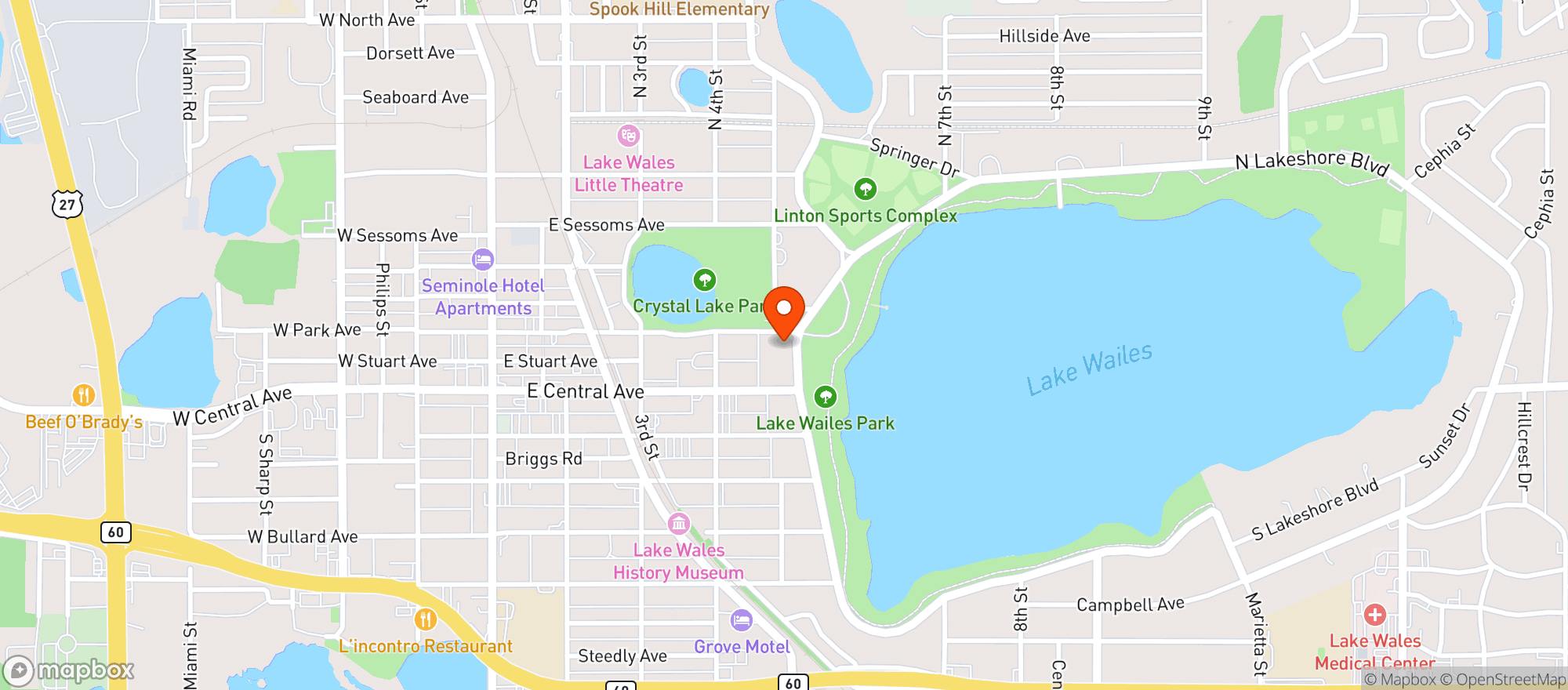 Map showing Orange Blossom Revue
