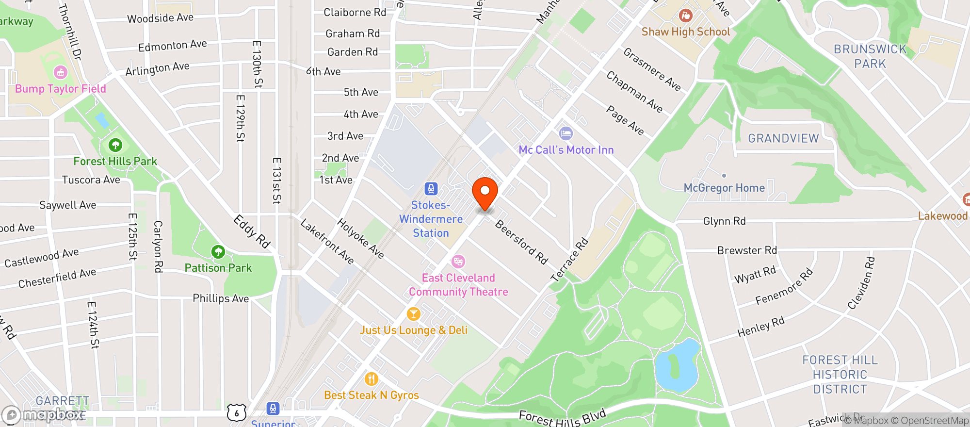 Map showing BevMo - Cleveland East