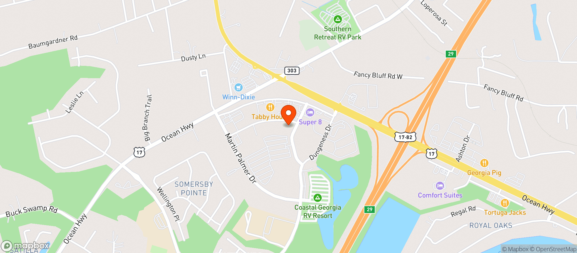 Map showing M & B Liquors