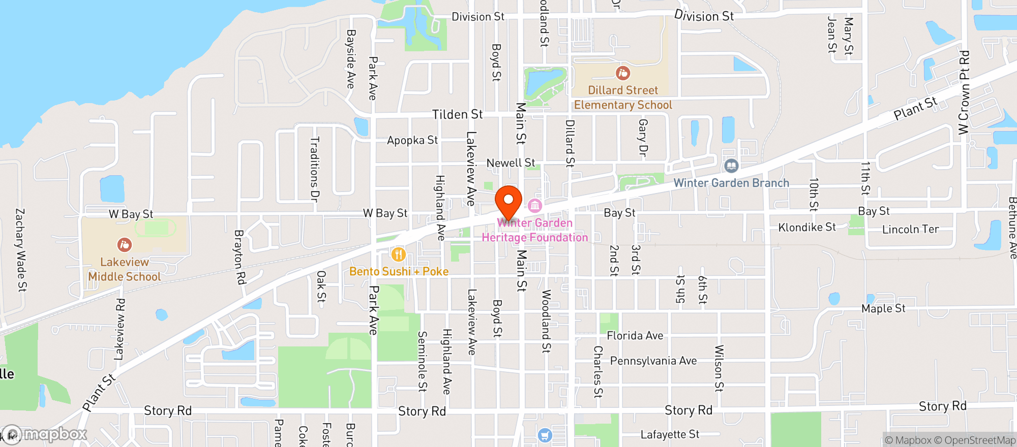 Map showing Ruby Street Grille