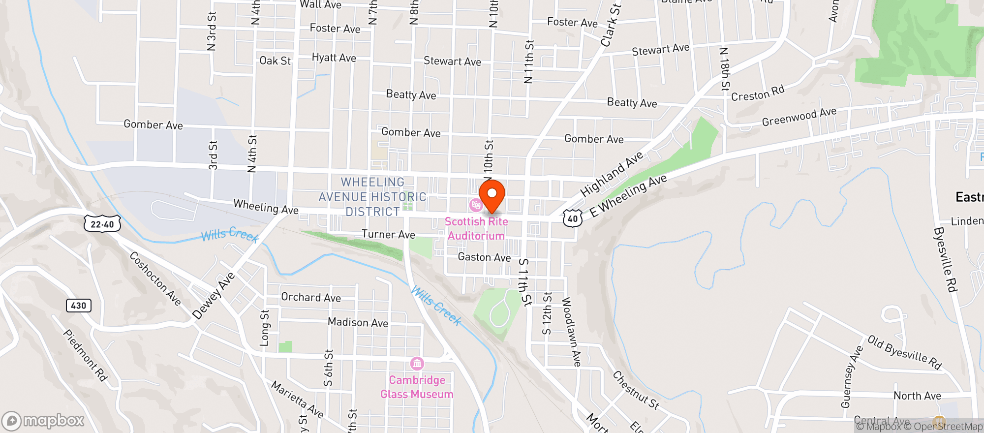 Map showing Downtown Arena