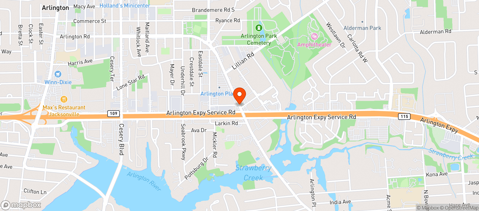 Map showing Shores Liquors At Arlington