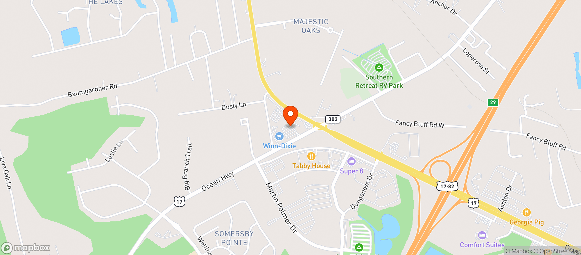 Map showing Winn Dixie
