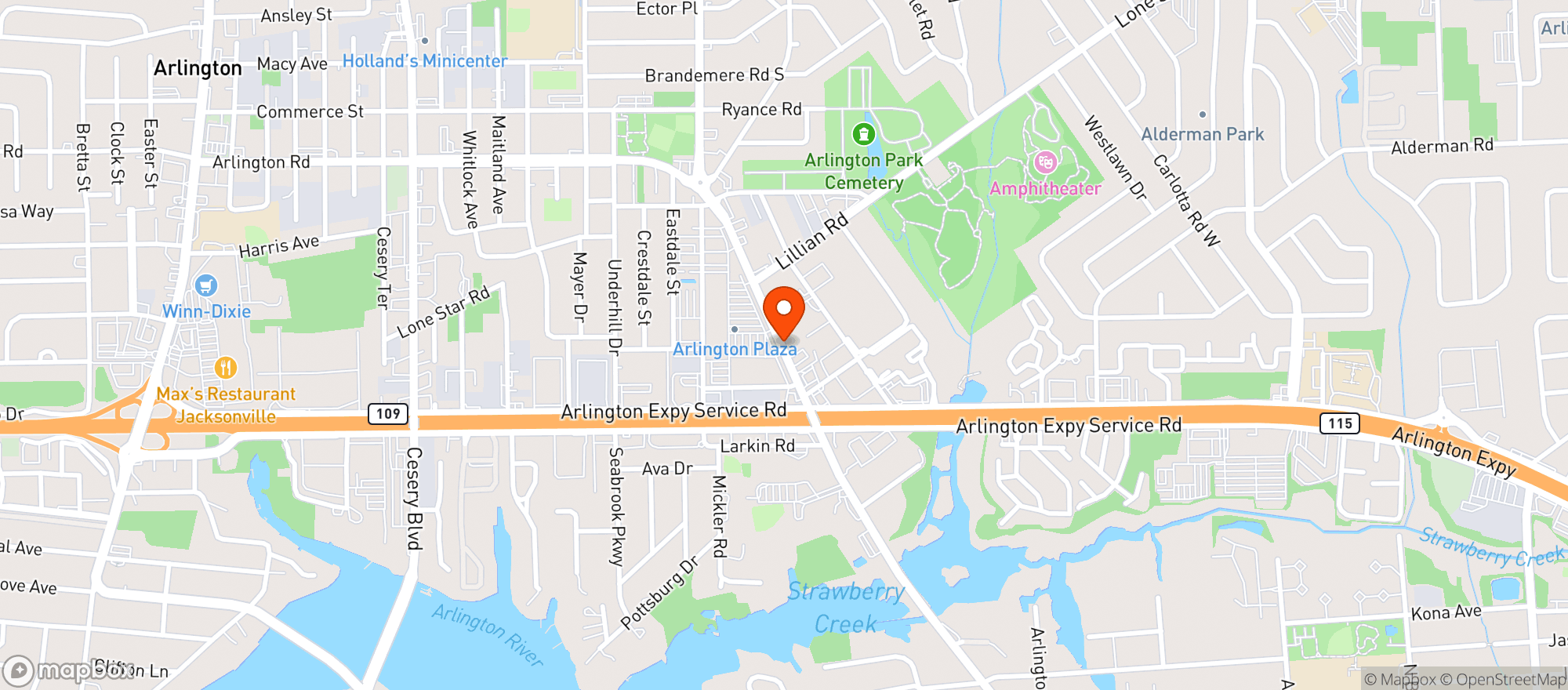 Map showing SHORES LIQUOR AT ARLINGTON