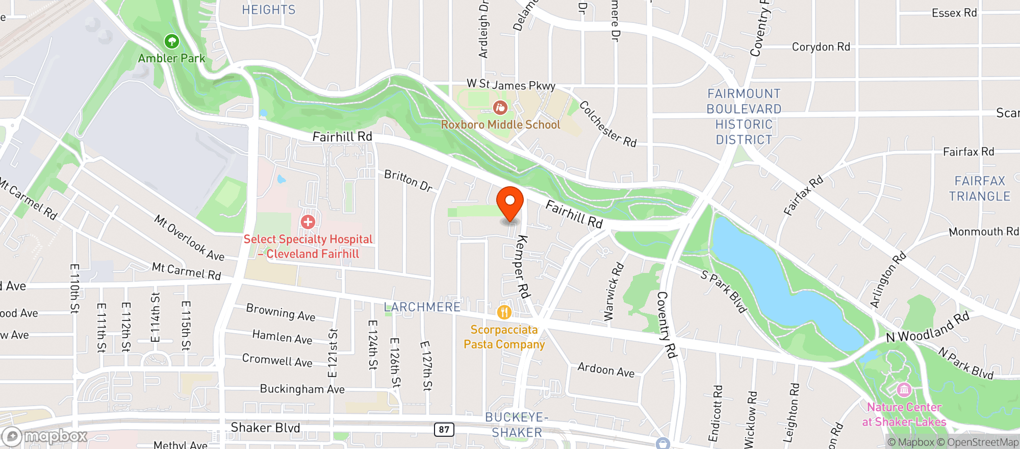 Map showing Cleveland Skating Club