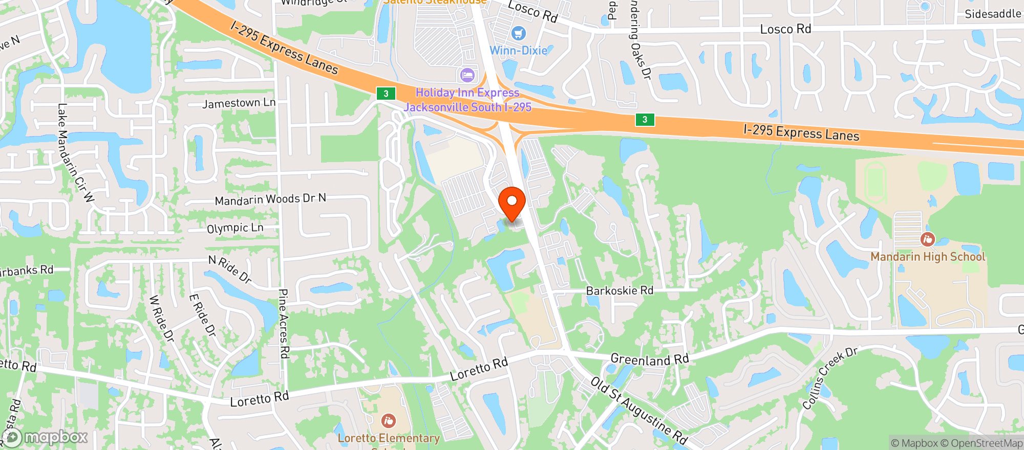 Map showing CIRCLE K (11410 OLD ST AUGUSTINE RD)