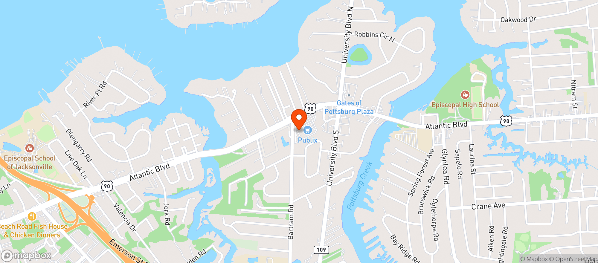 Map showing Publix Super Market