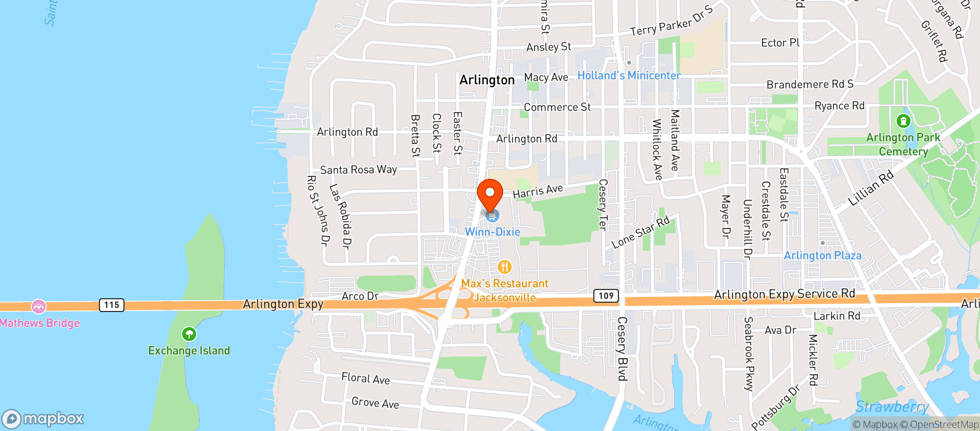 Map showing Winn Dixie #0096