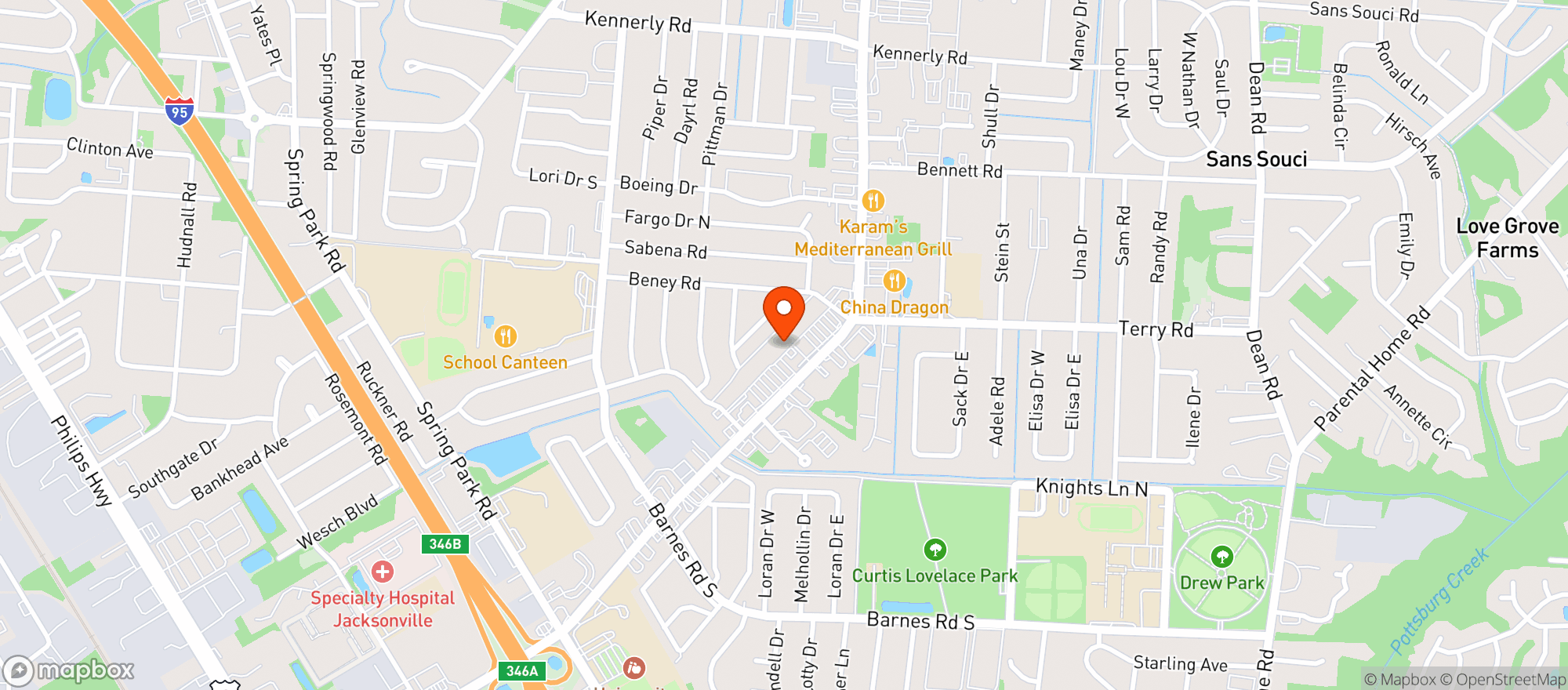 Map showing Harveys Supermarket #1690
