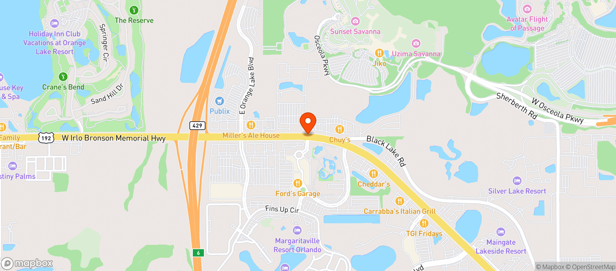 Map showing Texas Roadhouse
