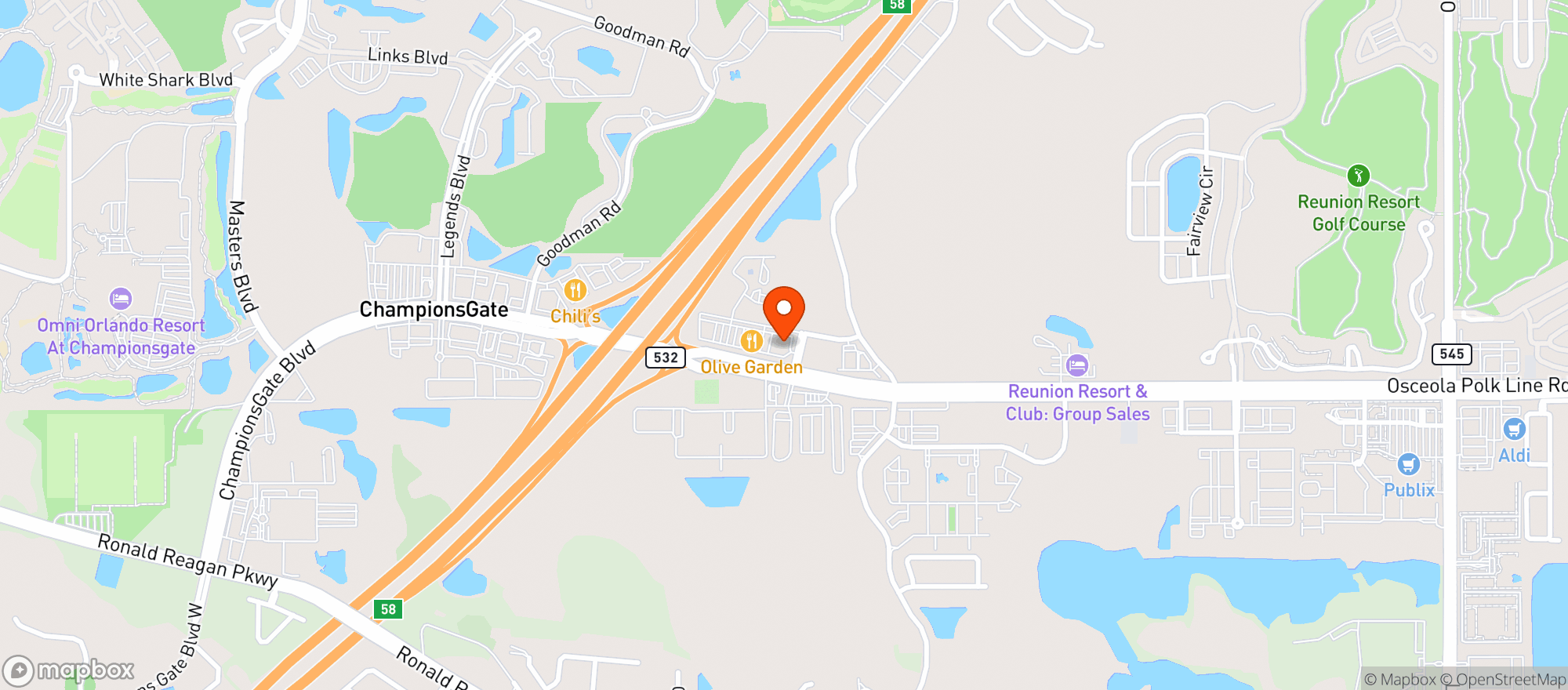 Map showing Fords Garage