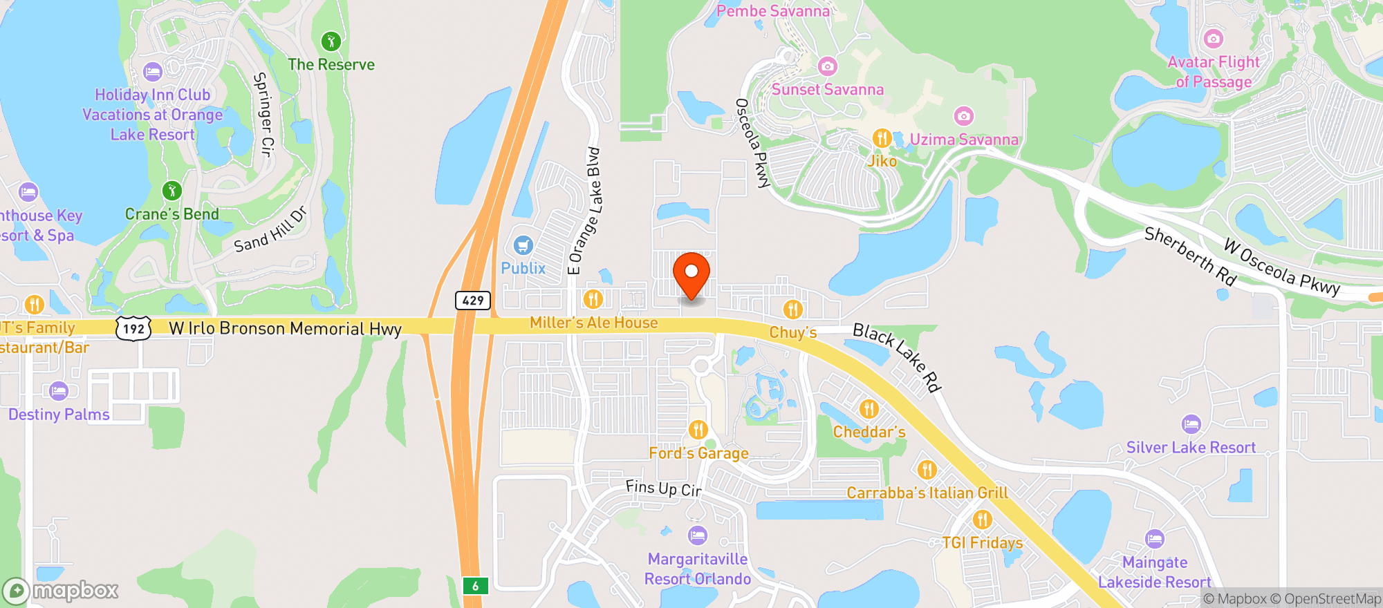 Map showing Lazy Dog Restaurant & Bar