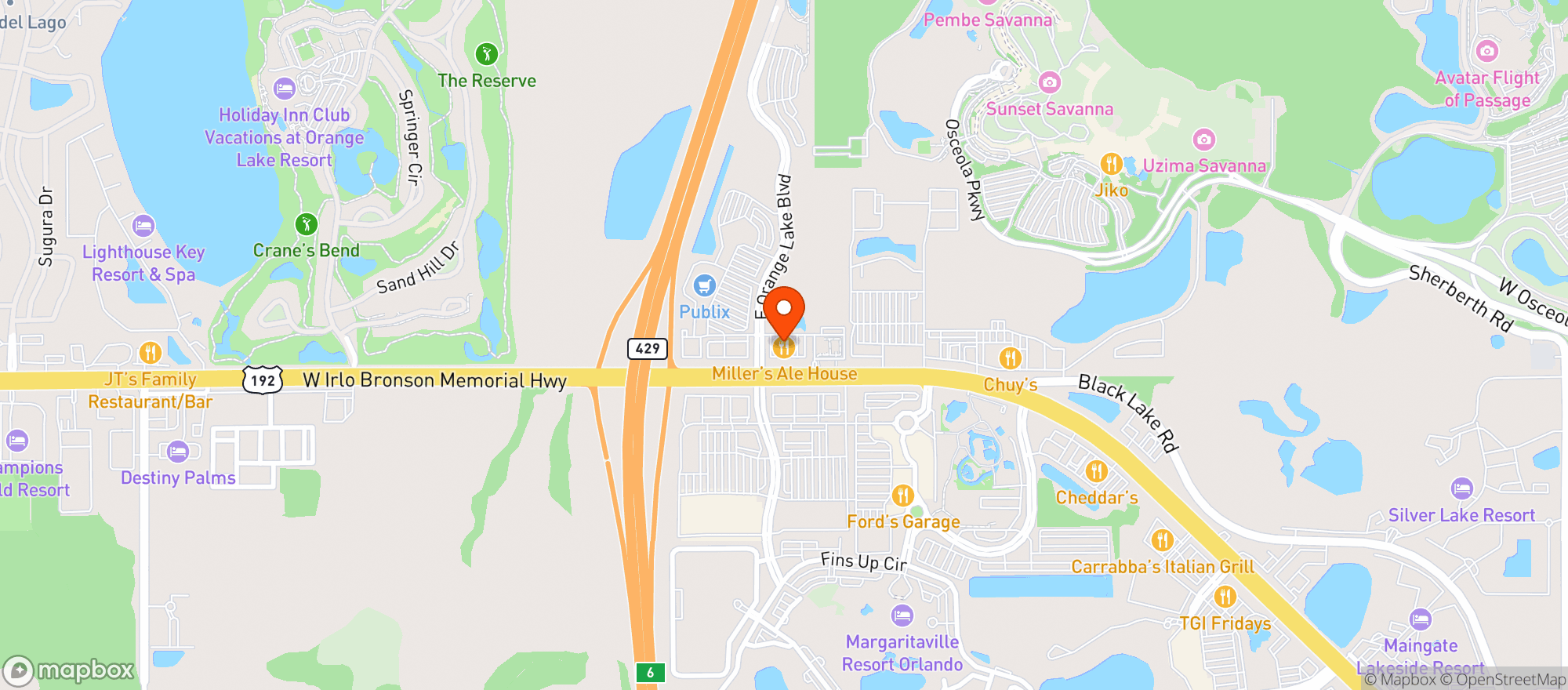 Map showing Millers Ale House