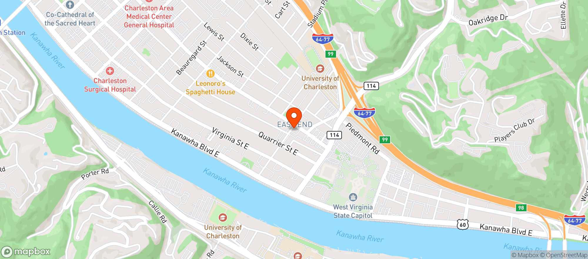 Map showing Red Carpet Lounge