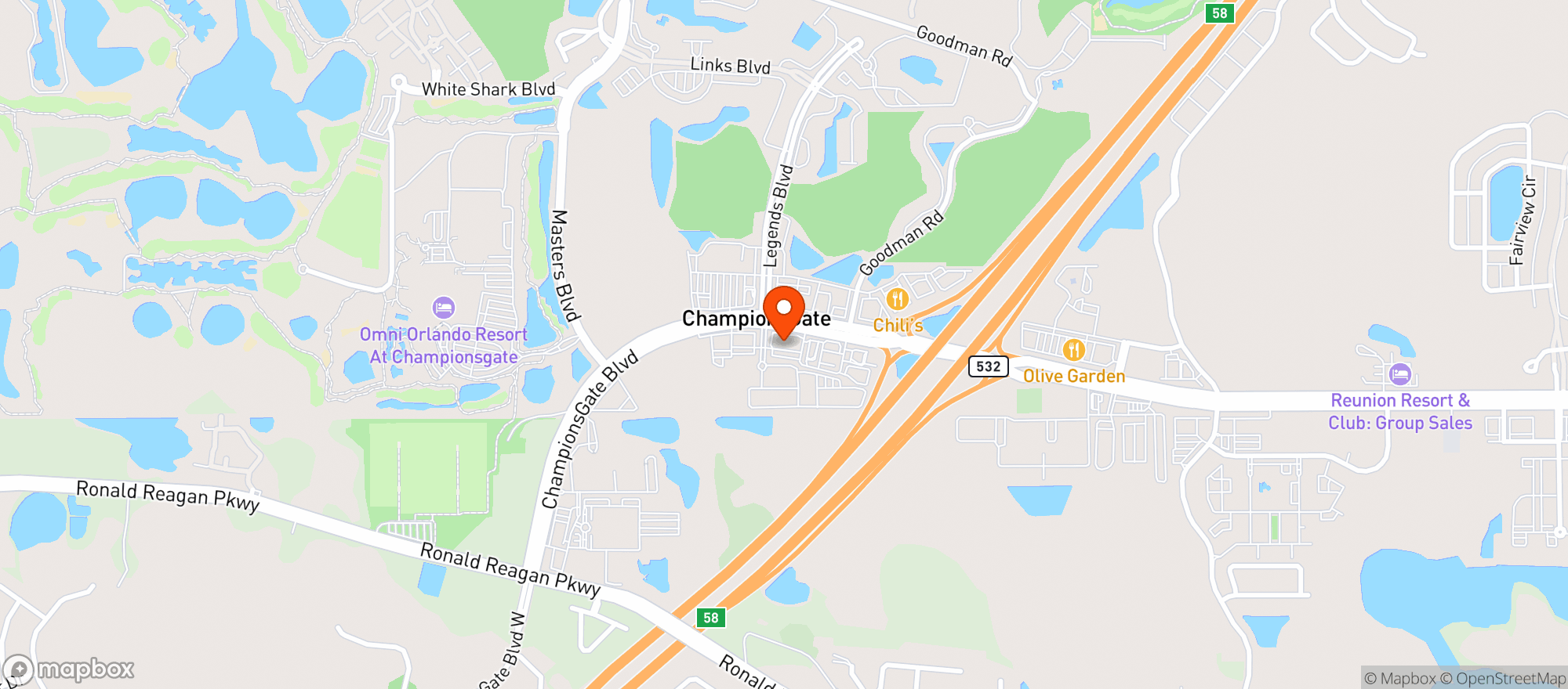 Map showing 4 Corners Tavern