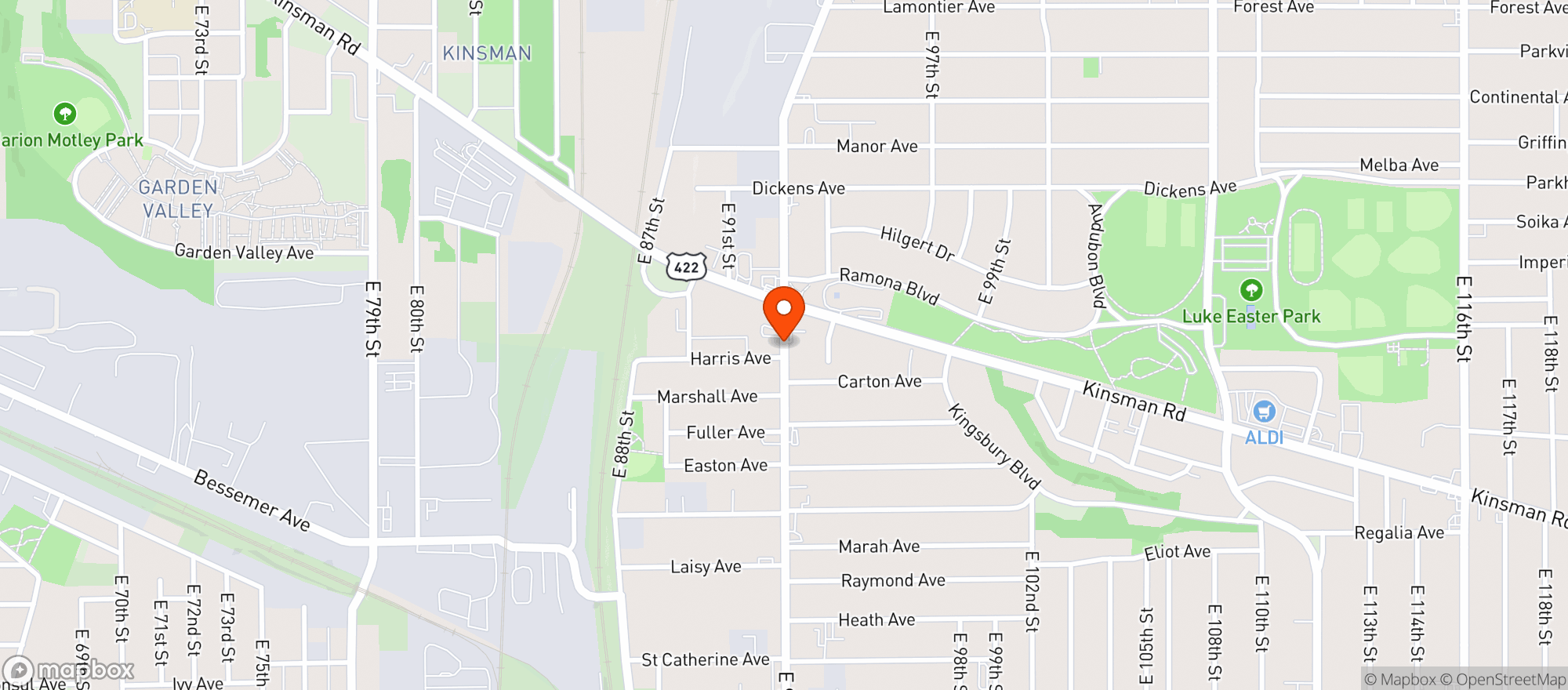 Map showing Kinsman Express Beverage