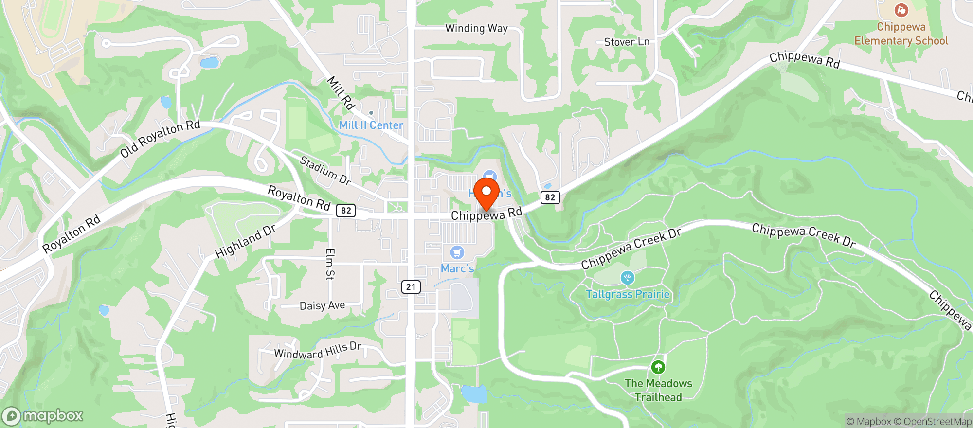 Map showing Heinens