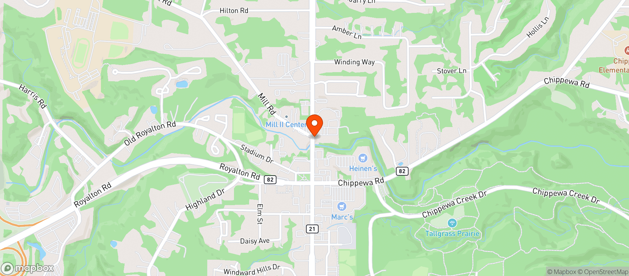 Map showing Creekside Restaurant & Bar