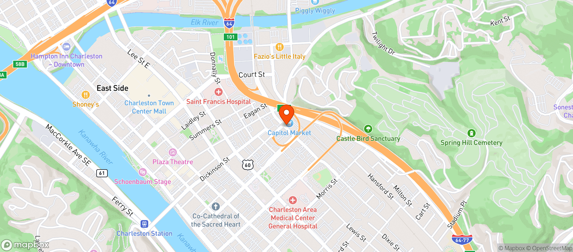 Map showing The Wine Shop