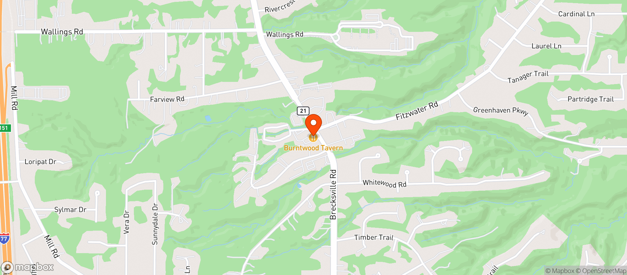 Map showing BURNTWOOD TAVERN
