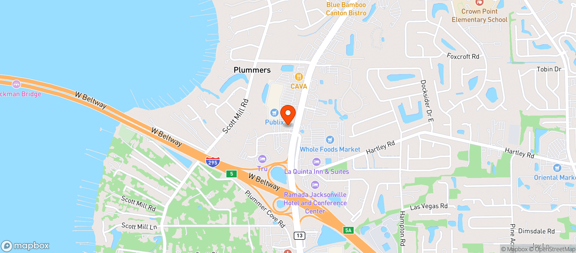 Map showing Sunoco Gas & Food Of San Jose Blvd