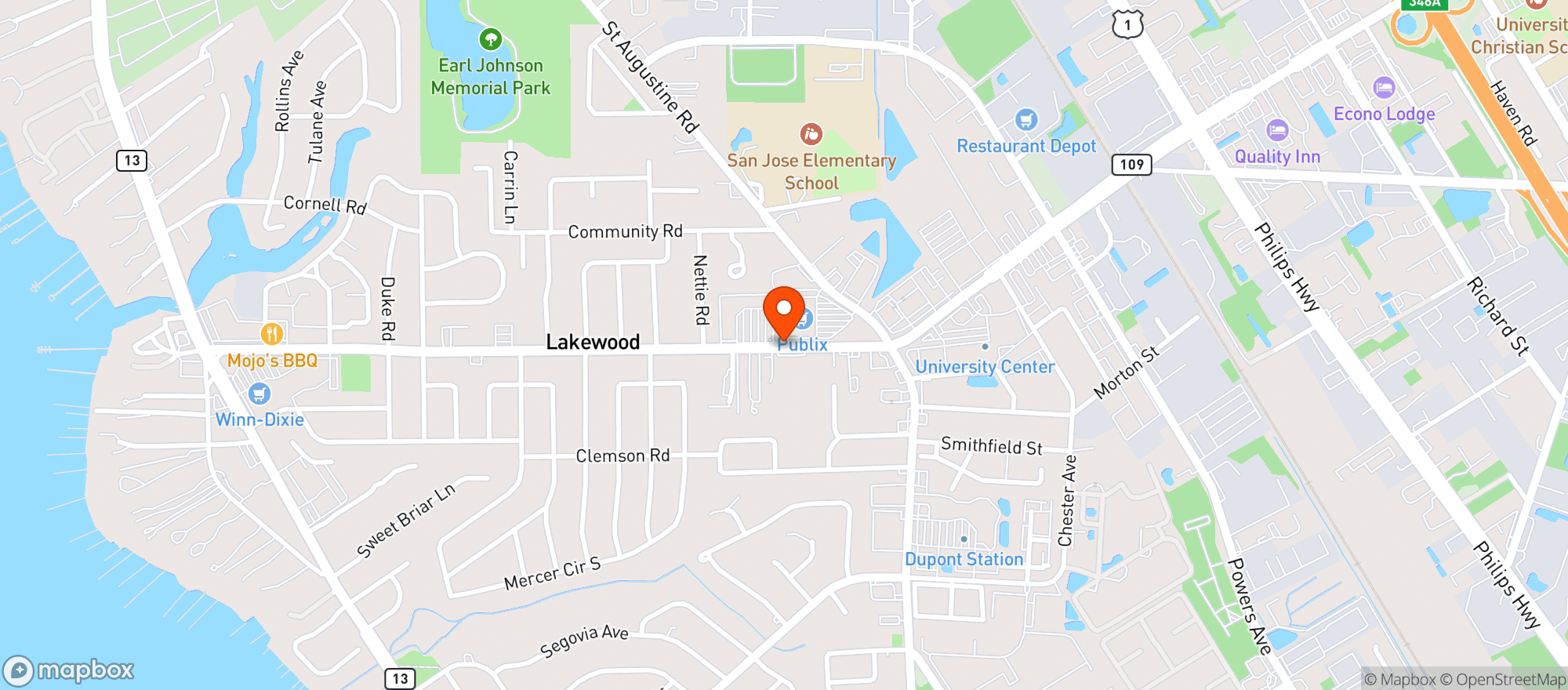 Map showing Publix Super Market