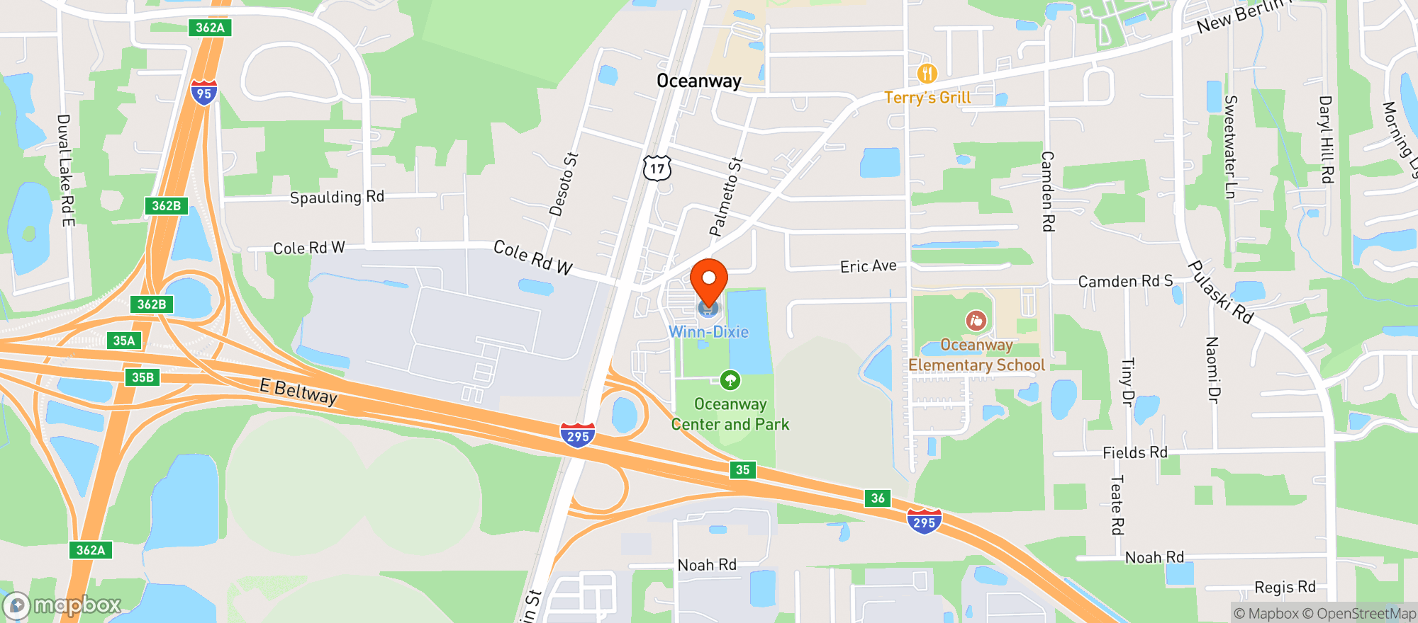 Map showing Winn Dixie - 0012
