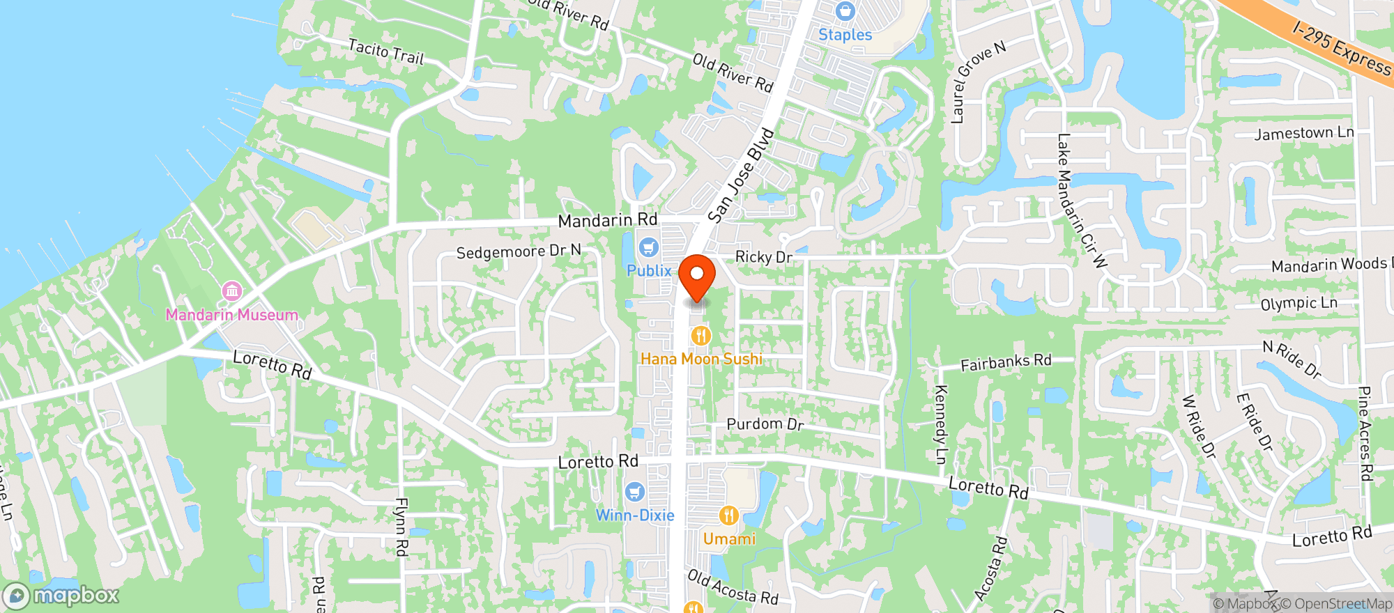 Map showing The Muse Bourbon Bar & Grill
