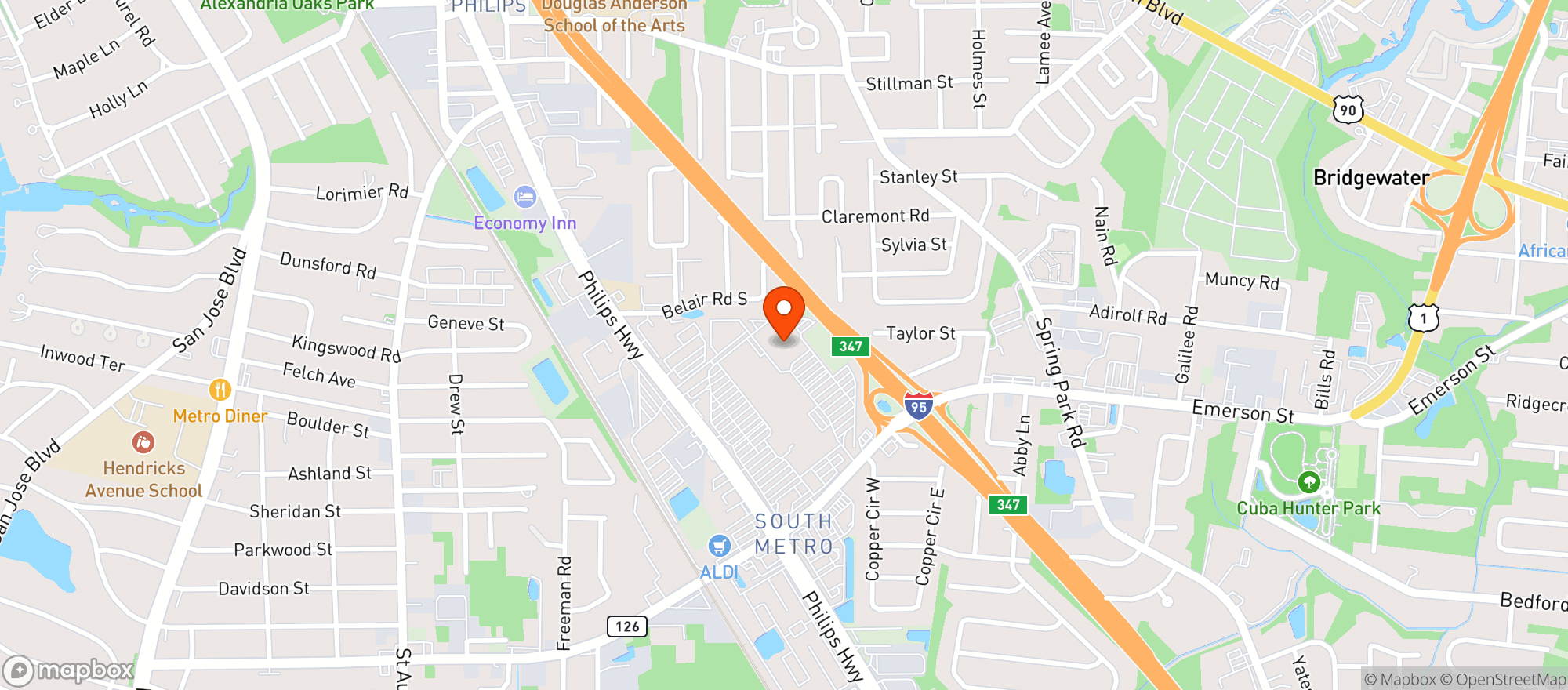 Map showing Front Runners Taphouse