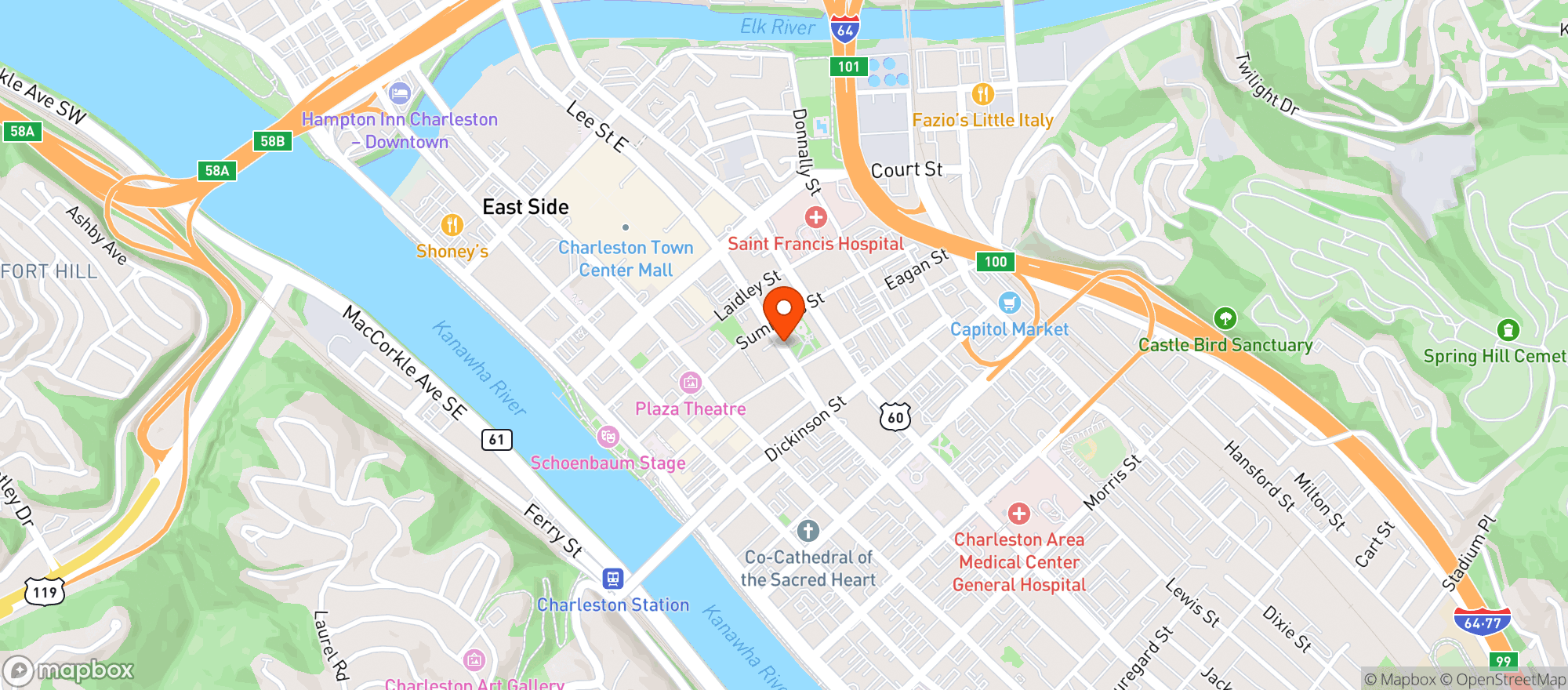 Map showing Bourbon Street Bistro
