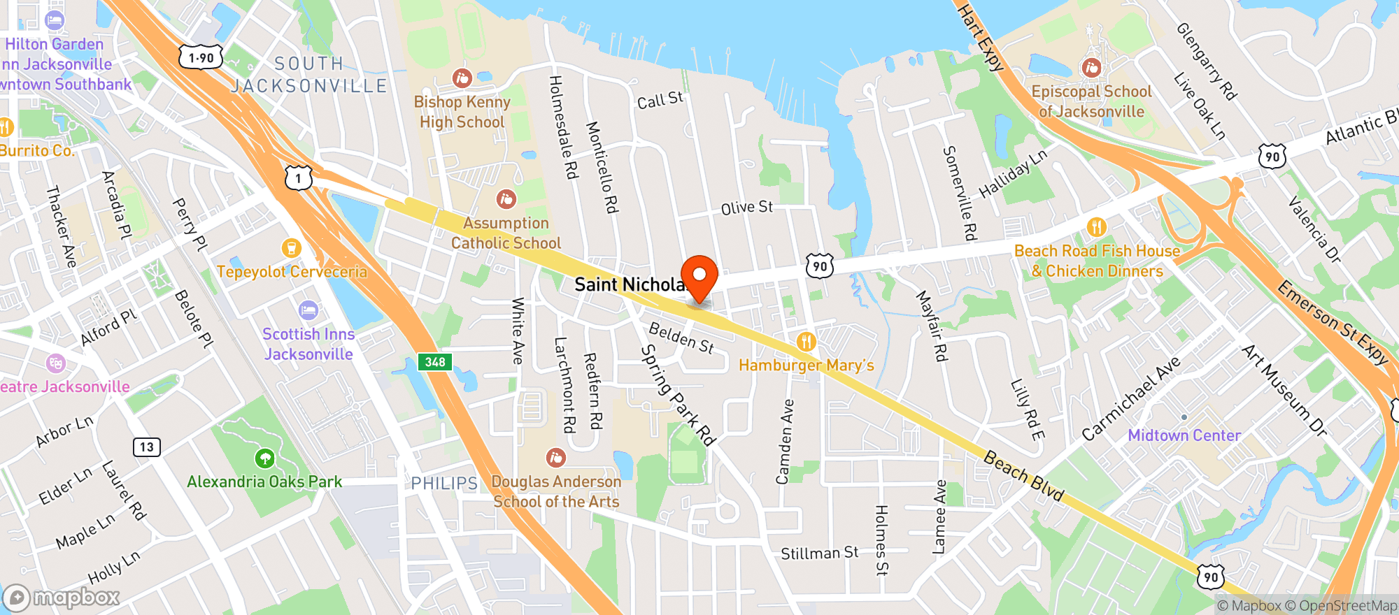 Map showing Mudville Grille