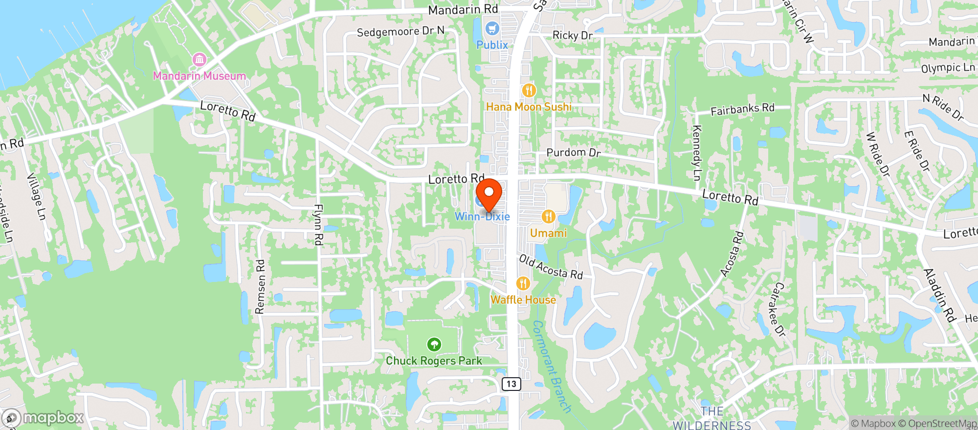 Map showing Winn Dixie