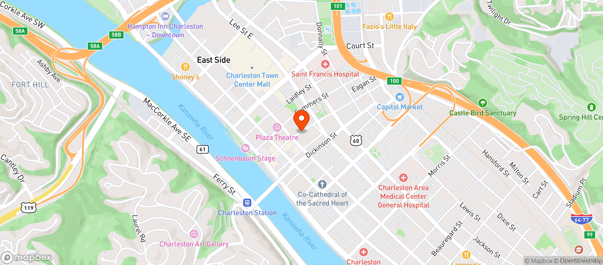 Map showing Adelphia Sports Bar