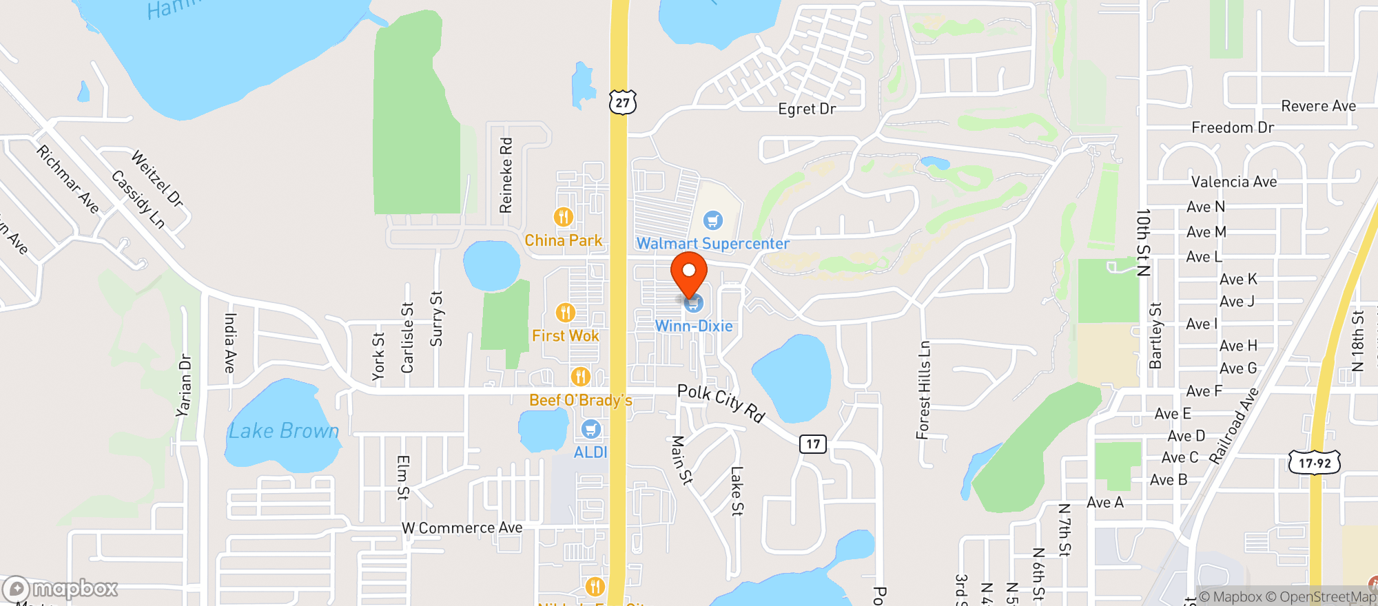 Map showing Winn Dixie #705