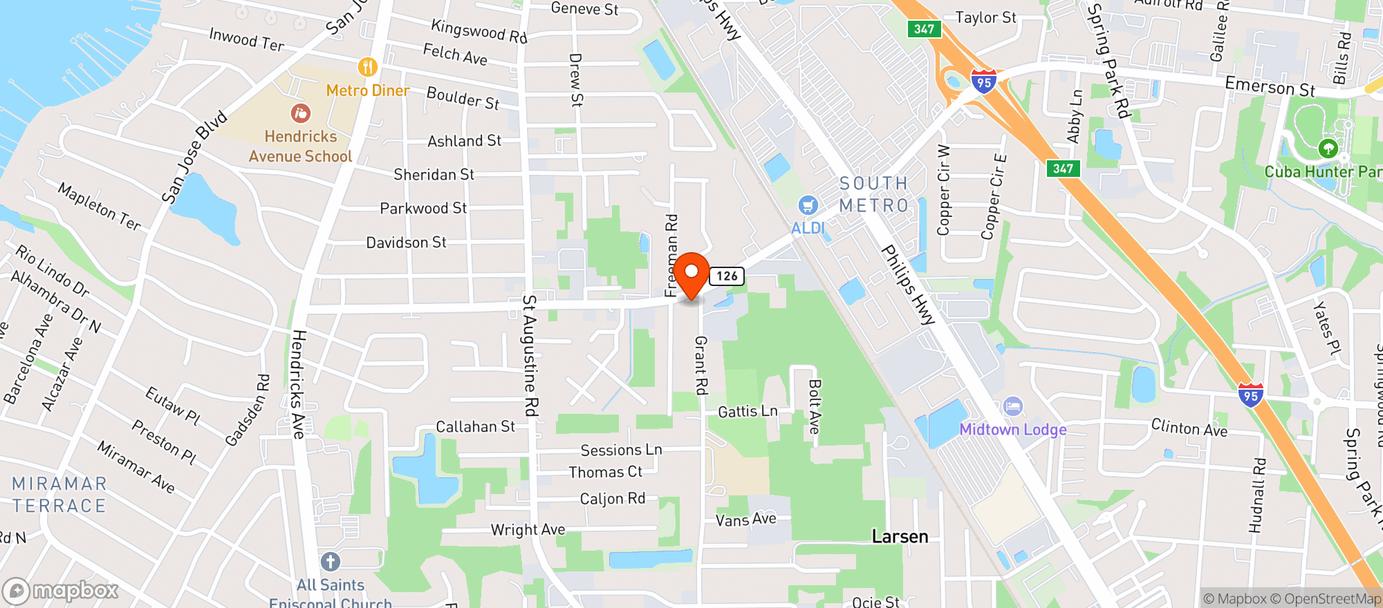 Map showing Friendly Food Store