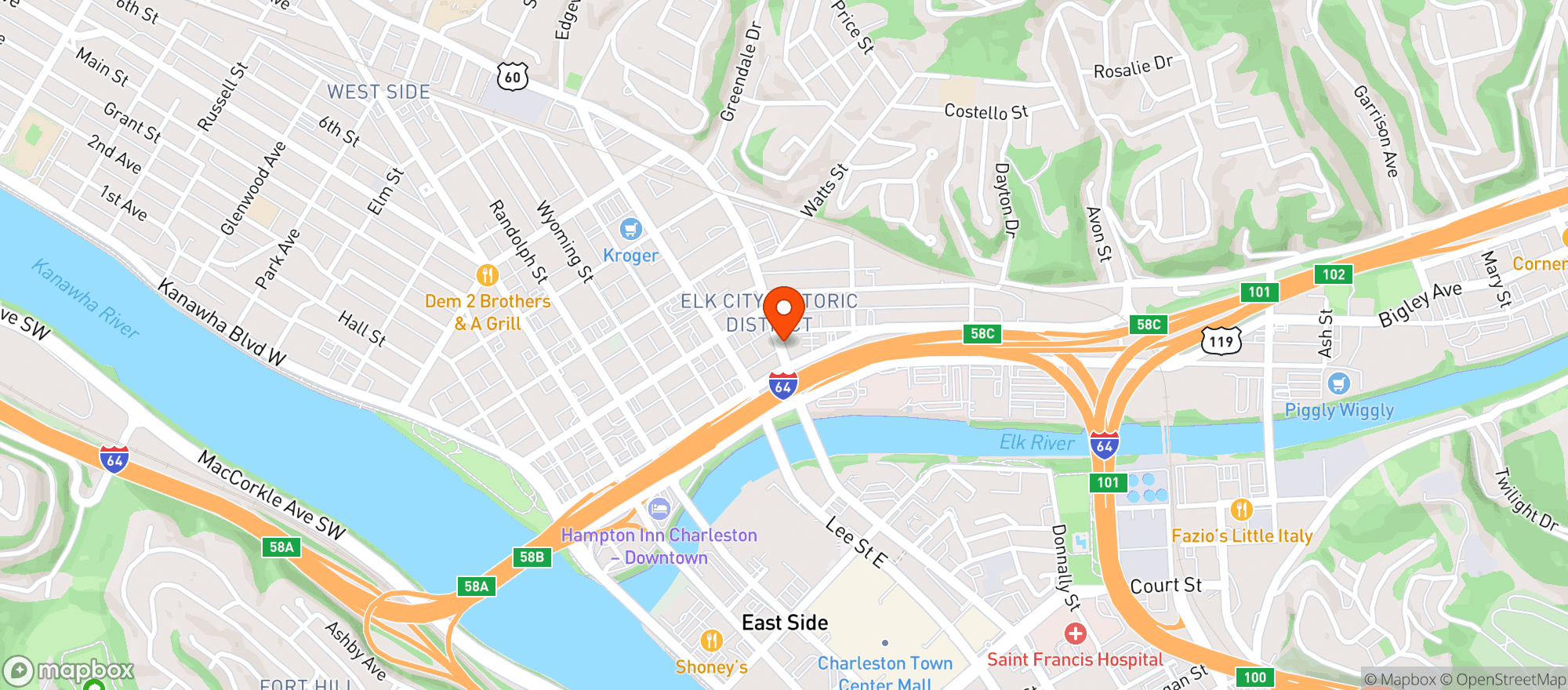 Map showing The Wine Down