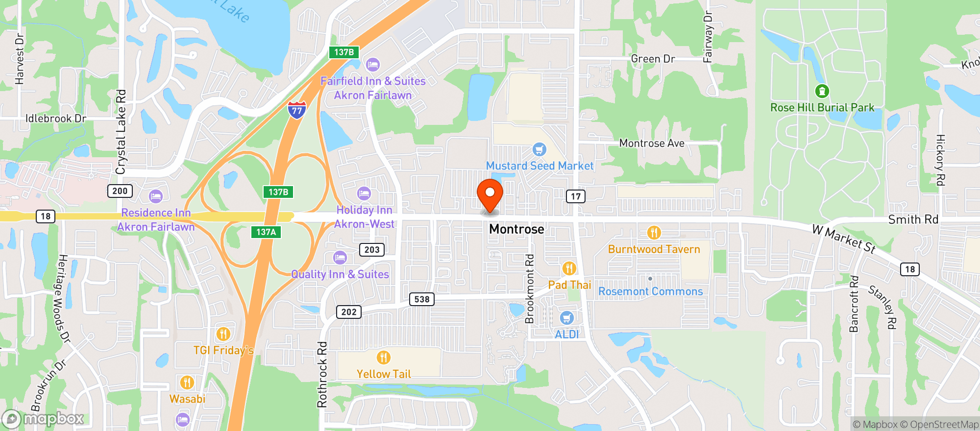 Map showing MUSTARD SEED MARKET (AKRON)