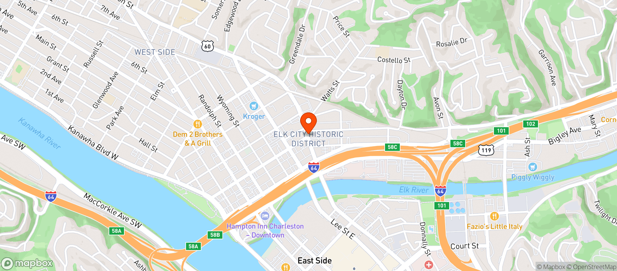 Map showing Kels Tavern