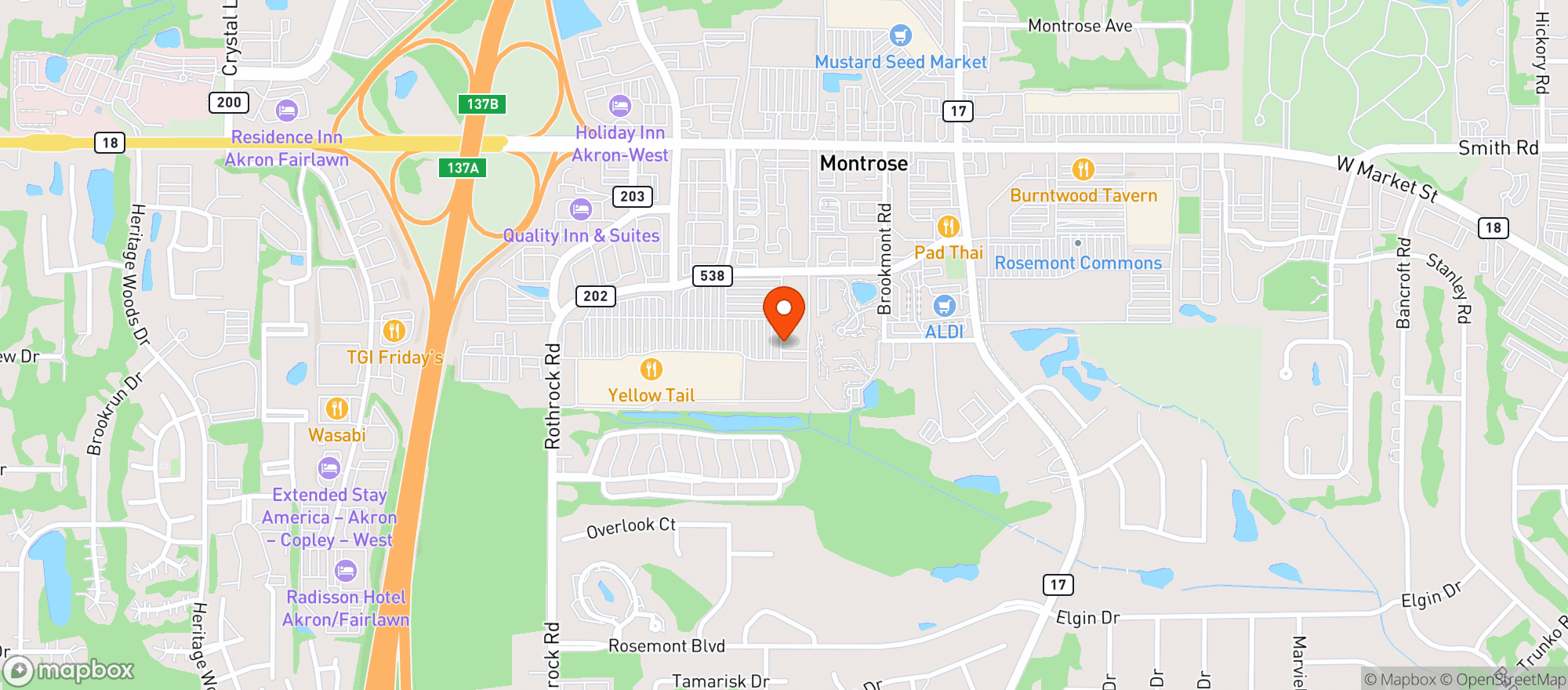 Map showing World Market Akron