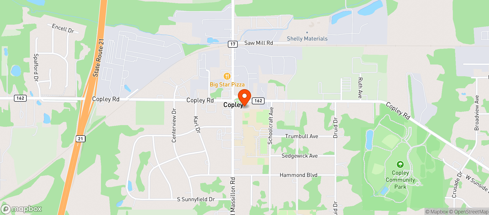 Map showing Copley Bandstand