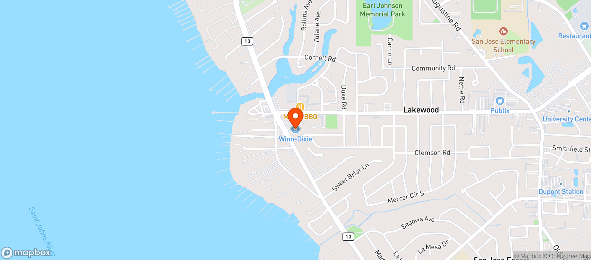 Map showing Winn Dixie