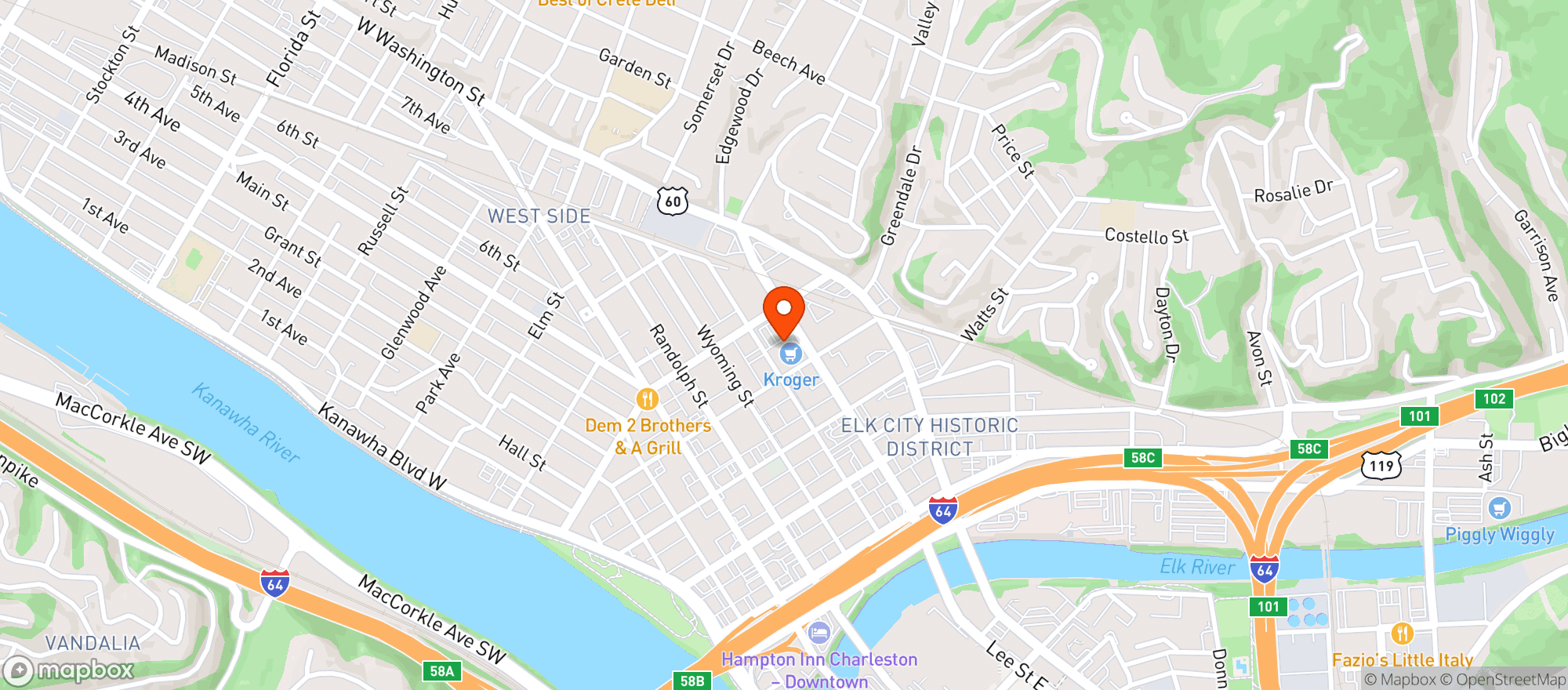 Map showing Kroger