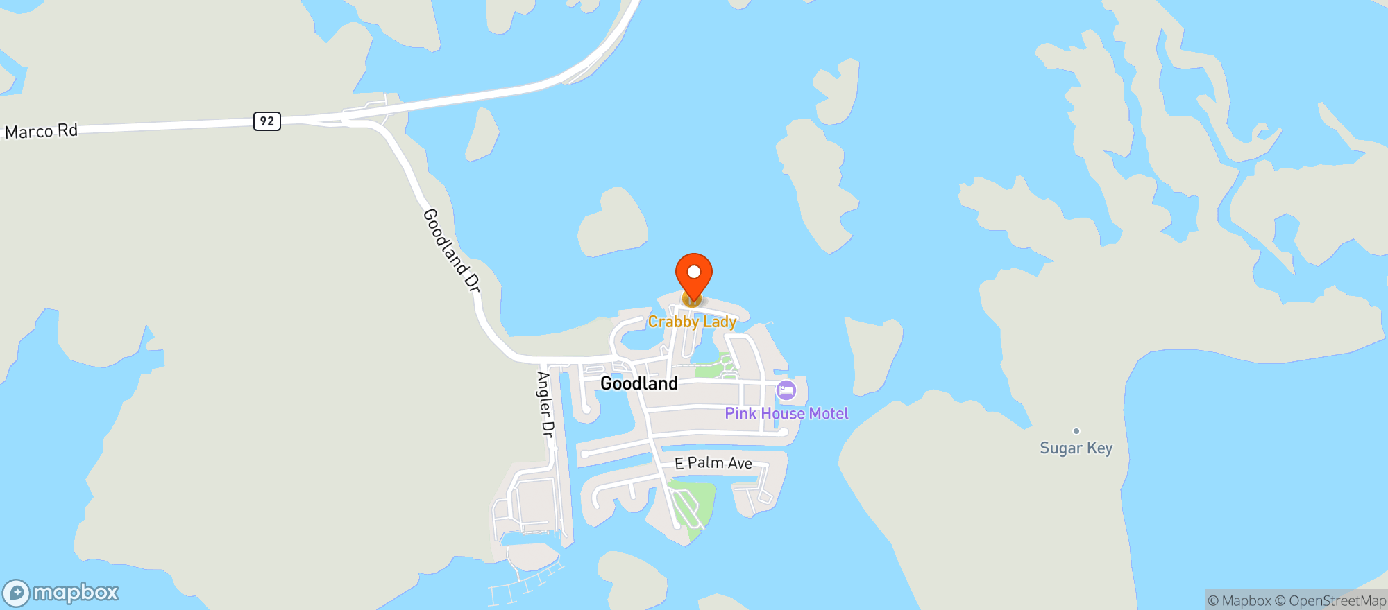 Map showing Crabby Lady Restaurant