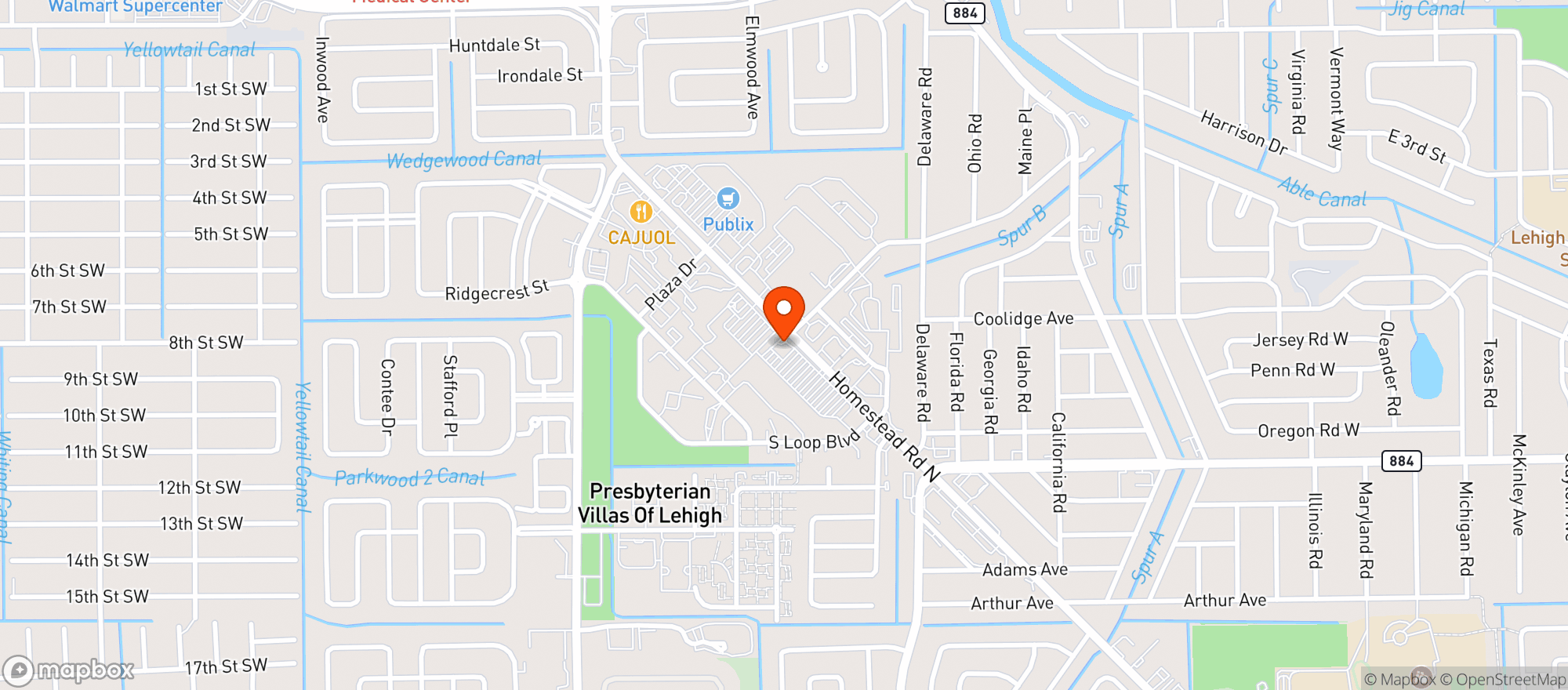 Map showing CIRCLE K (1181 HOMESTEAD RD N)